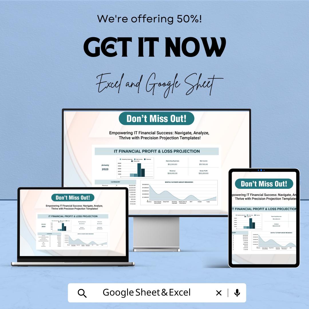 IT Financial Profit & Loss Projection Sheet | Google Sheets  | Track Revenue  Expenses | Monthly Financial Projections | Instant Download
