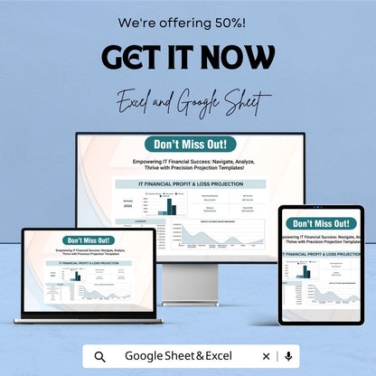 IT Financial Profit & Loss Projection Sheet | Google Sheets  | Track Revenue  Expenses | Monthly Financial Projections | Instant Download