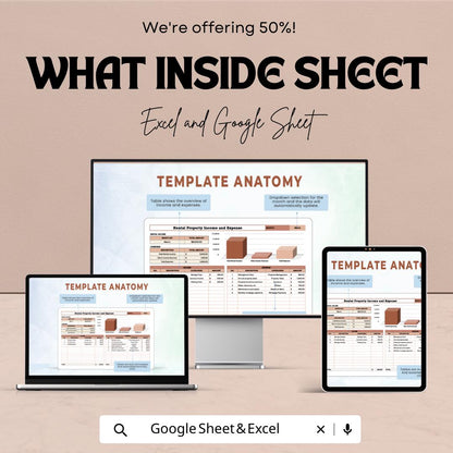 Rental Property Income and Expense Template, Real Estate Cash Flow Tracker, Landlord Spreadsheet, Rental Budget Planner, Excel Google Sheets