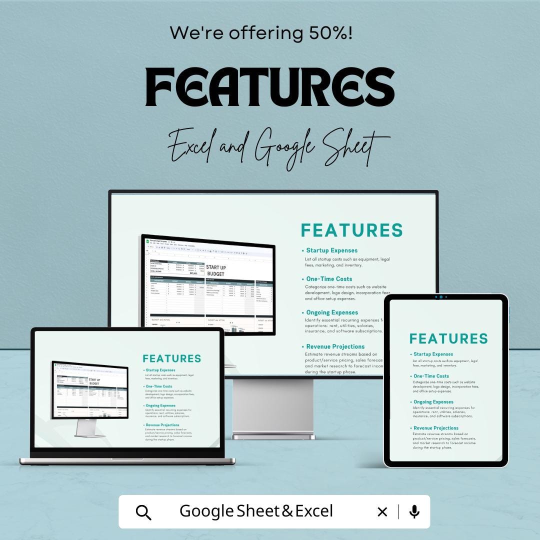 Startup Budget Sheet | Excel & Google Sheets | Startup Financial Planner | Business Budget Template | Small Business Finance Spreadsheet