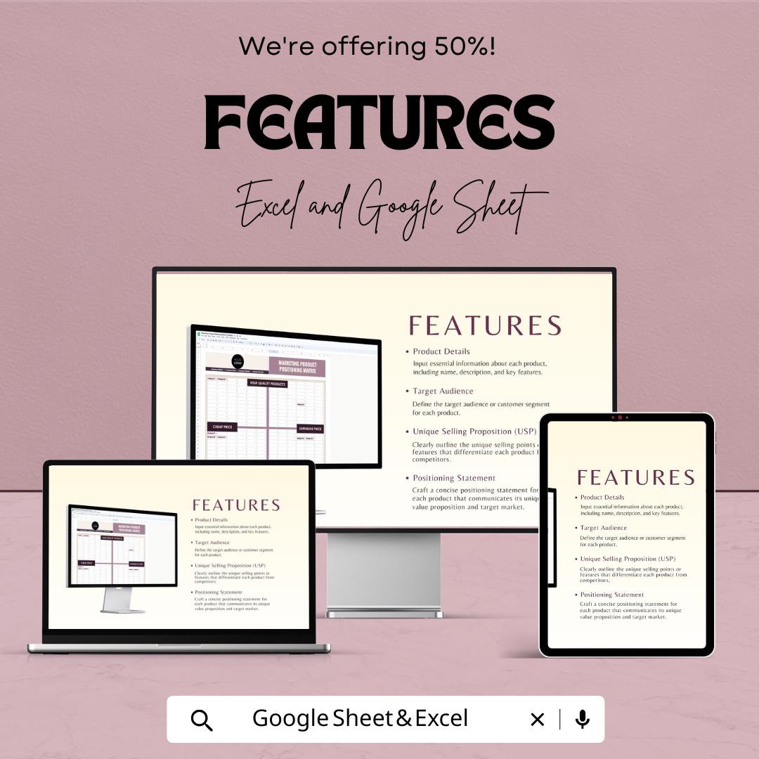 Marketing Product Positioning Matrix Template | Product Positioning Map | Marketing Strategy Tool | Value Proposition Planner