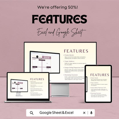 Marketing Product Positioning Matrix Template | Product Positioning Map | Marketing Strategy Tool | Value Proposition Planner