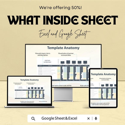Partner Scorecard Template | Vendor Evaluation Spreadsheet | Supplier Performance Tracker | Business Analysis Tool