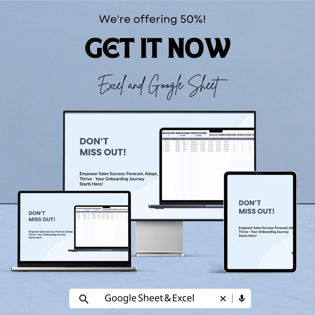 Sales Onboarding Duration Forecast Template | Excel & Google Sheets | Employee Onboarding Timeline Tracker | Sales Training Forecast Tool