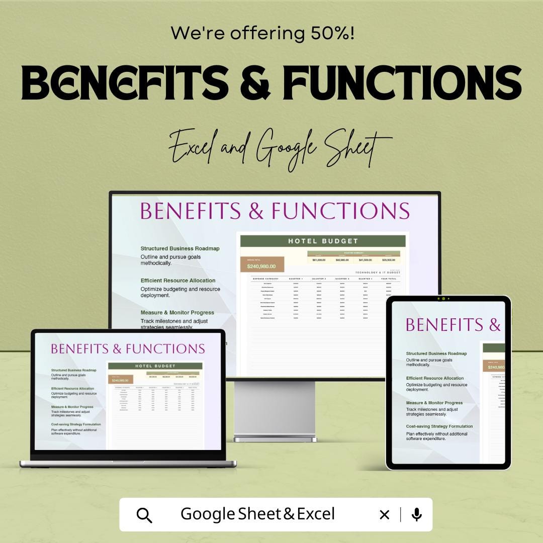 Hotel Technology & IT Budget Sheet - Excel and Google Sheets Template for Hotel Management and IT Budgeting