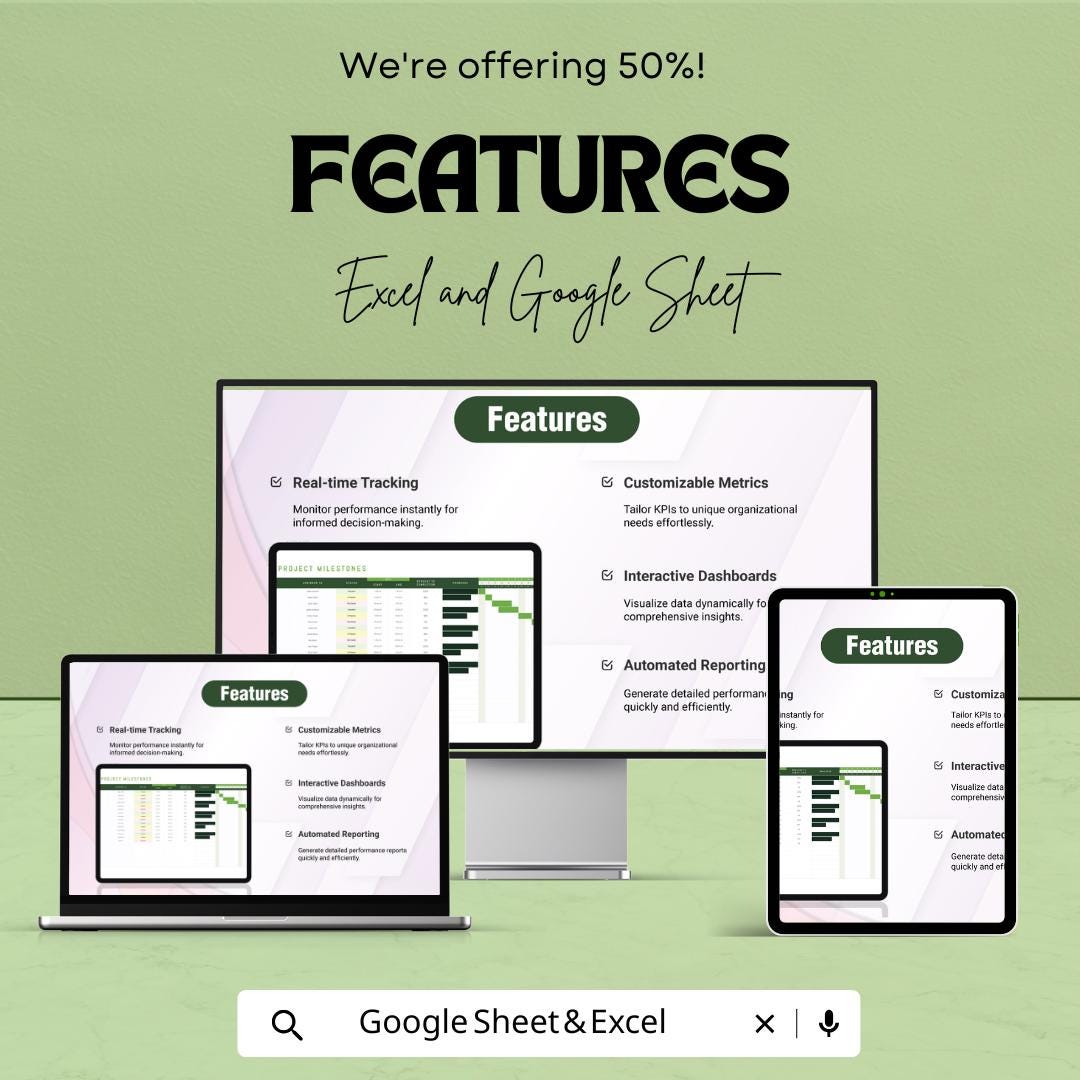 KPI Engineering Template | Google Sheets & Excel Dashboard | Project KPI Tracker | Engineering Performance Monitoring Spreadsheet