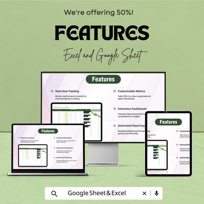KPI Engineering Template | Google Sheets & Excel Dashboard | Project KPI Tracker | Engineering Performance Monitoring Spreadsheet