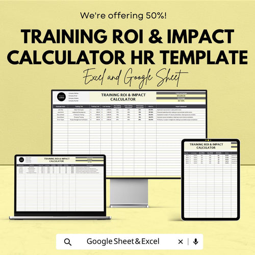 Training ROI & Impact Calculator HR Template | Employee Training Roi Tracker | HR Analytics Excel and Google Sheets
