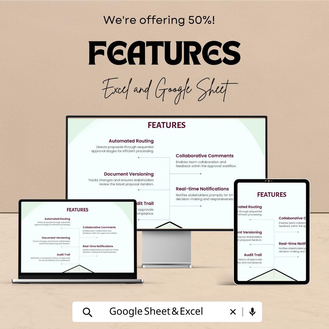 Sales Proposal Approval Workflow Template Excel & Google Sheets | Proposal Tracking Spreadsheet | Sales Approval Process Manager
