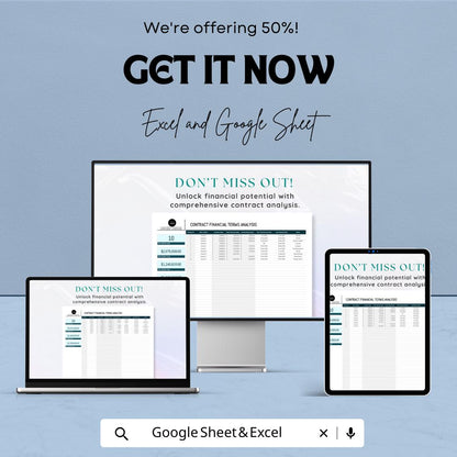 Legal Contract Financial Terms Analysis Template | Contract Payment and Financial Analysis | Excel & Google Sheets Spreadsheet