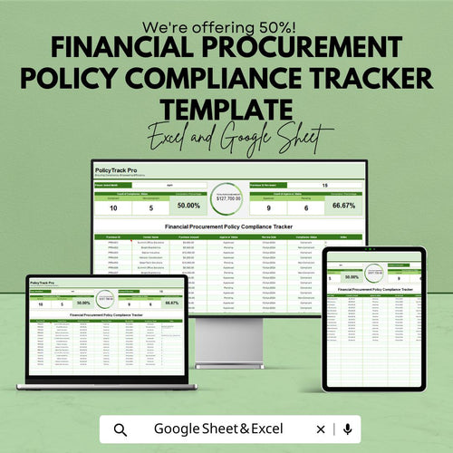 Financial Procurement Policy Compliance Tracker Template | Procurement Compliance Spreadsheet | Audit Log & Policy Monitoring Tool