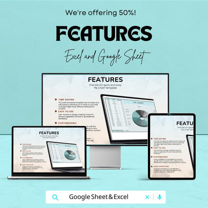 Pie Chart Template | Excel & Google Sheets | Sales Data Analysis Chart | Visualize Data with Pie Graph | Monthly Sales Tracking Tool