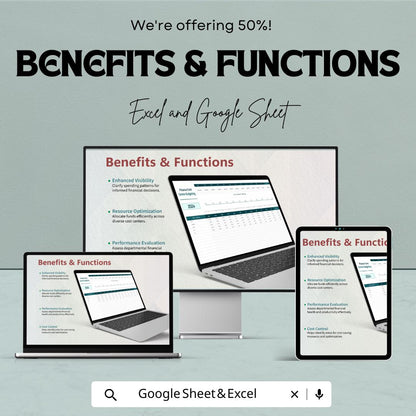 Finance Cost Center Budgeting Template | Excel & Google Sheets | Cost Center Budget Planner | Department Budget Spreadsheet