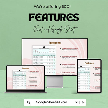 Health & Safety Training Budget Management Sheet | Excel and Google Sheet Template for Compliance and Budgeting | Track Training Expenses