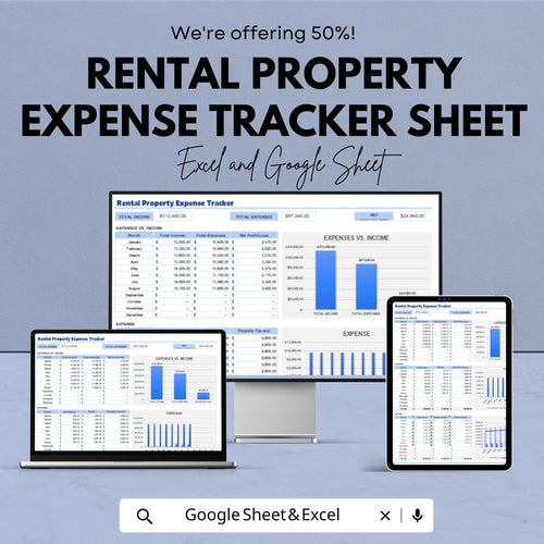 Rental Property Expense Tracker Sheet – Excel and Google Sheet Template to Track Income & Expenses