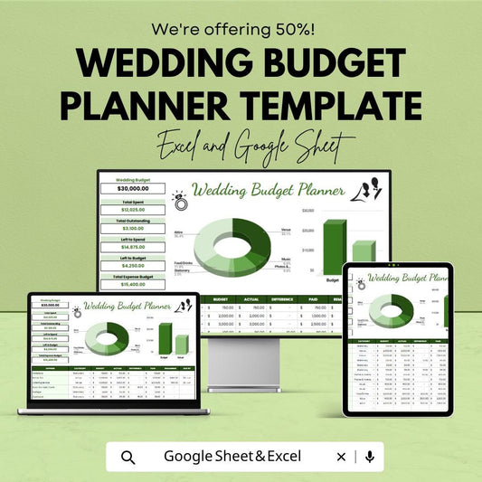Wedding Budget Planner Template | Wedding Expense Tracker Spreadsheet | Excel & Google Sheets | Bridal Budget Organizer | Wedding Finance