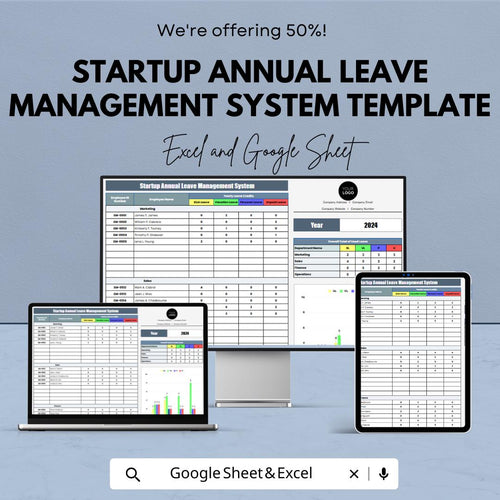 Startup Annual Leave Management System Template | Excel & Google Sheets | Employee Leave Tracker | HR Leave Planner | Digital Download