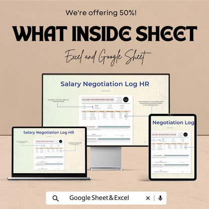 Salary Negotiation Log HR Template | Employee Compensation Tracker | HR Salary Log | Excel & Google Sheets Template