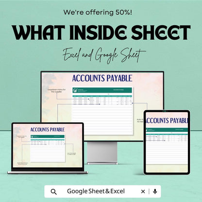 Accounts Payable Template | Excel & Google Sheets | Supplier Management Tracker | Bill Tracking Spreadsheet | Business Finance Organizer
