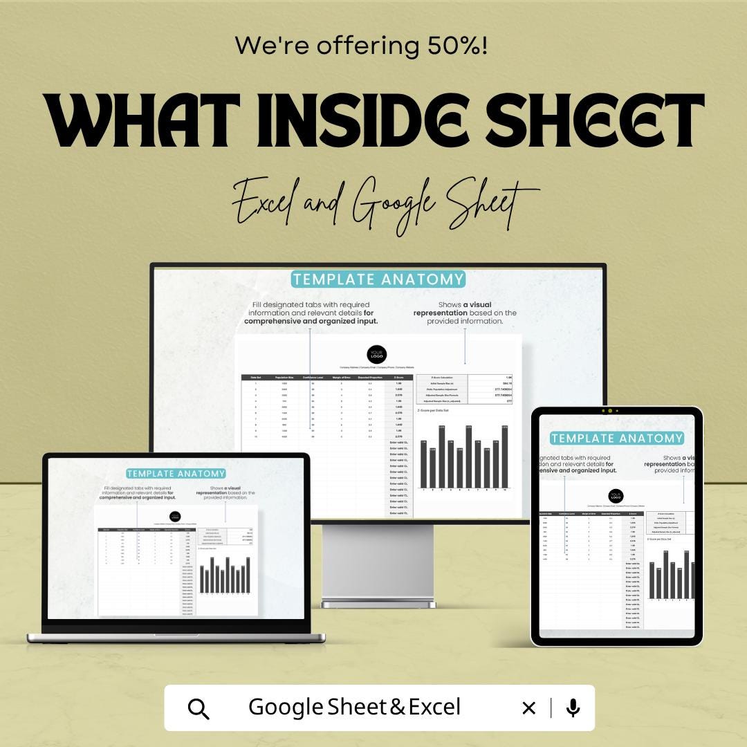Sample Size Calculator Template | Quality Control Spreadsheet | QC Sampling Plan Template | Statistical Sampling Tool