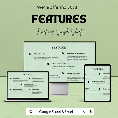 Sales Monthly Client Interaction Log Sheet | Excel & Google Sheets Template | Sales Tracking | Client Engagement | 50% Off