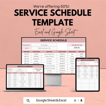 Service Schedule Template | Business Service Log | Editable Maintenance Tracker | Appointment Schedule | Digital Download