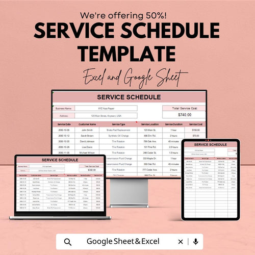 Service Schedule Template | Business Service Log | Editable Maintenance Tracker | Appointment Schedule | Digital Download