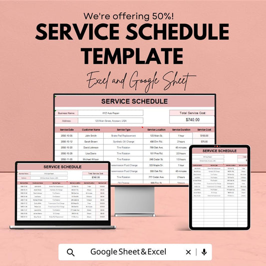 Service Schedule Template | Business Service Log | Editable Maintenance Tracker | Appointment Schedule | Digital Download