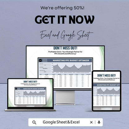 Marketing PPC Budget Optimizer Sheet – Excel and Google Sheet for Effective Campaign Tracking & ROI Analysis