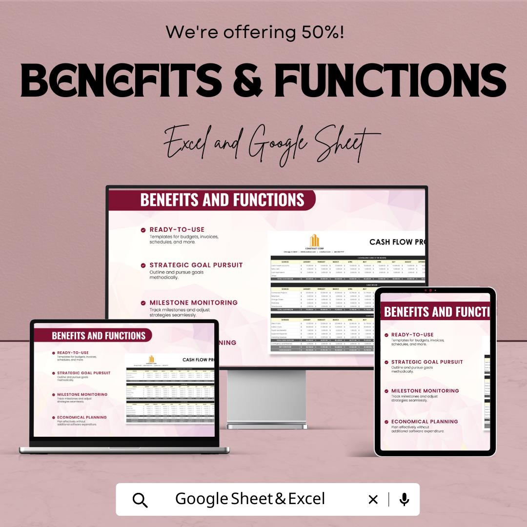 Cash Flow Projection Template, Business Cash Flow Forecast Spreadsheet, Financial Planning Template, Small Business Budget Planner