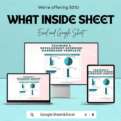 Training & Development Spending Dashboard Sheet | Google Sheets | Track Budget, ROI and Training Costs | Employee Training Management