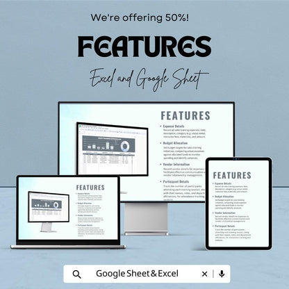 Sales Training Expenses Log Template | Sales Training Budget Tracker | Employee Training Cost Log | Training Expense Spreadsheet |