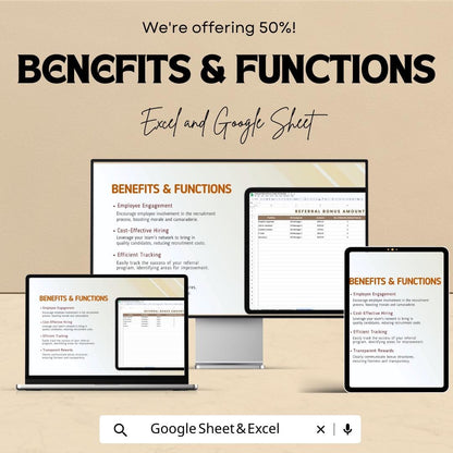 Employee Referral Bonus Tracker HR Template | Excel & Google Sheets | Employee Referral Program Tracker | Hiring Bonus Tracking Tool