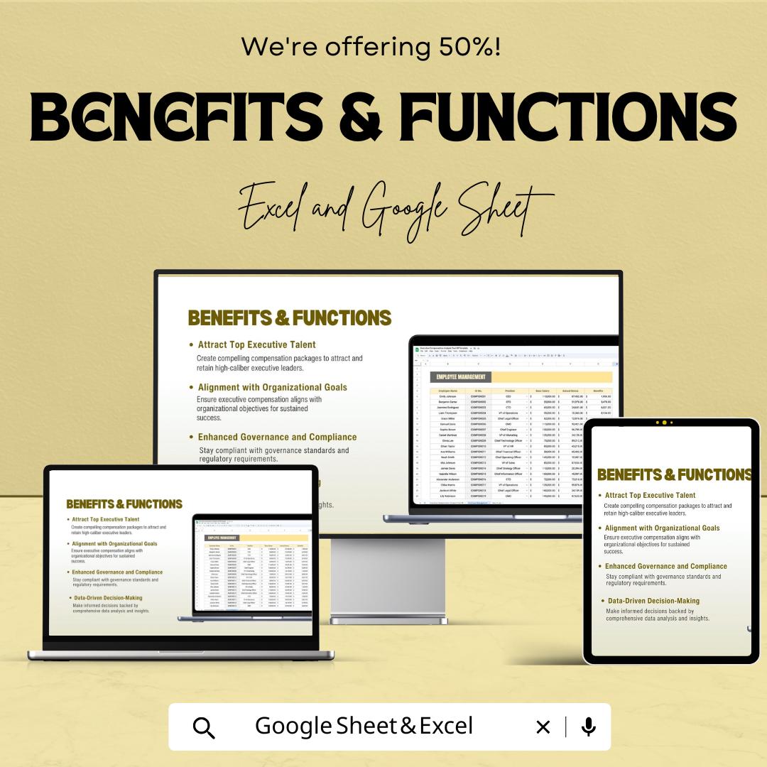 Executive Compensation Analysis Tool HR Template | Executive Pay Analysis | Salary Benchmarking Dashboard | Excel and Google Sheets