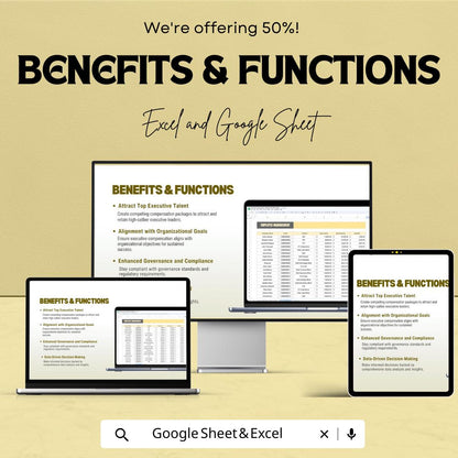 Executive Compensation Analysis Tool HR Template | Executive Pay Analysis | Salary Benchmarking Dashboard | Excel and Google Sheets