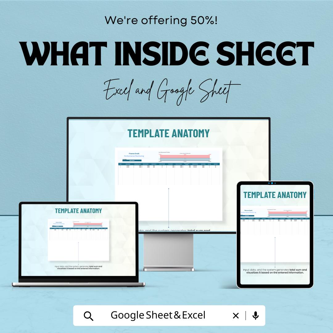 Finance Credit Performance Monitoring Template | Credit Tracking Spreadsheet | Financial Health Review Sheet | Credit Score Monitor