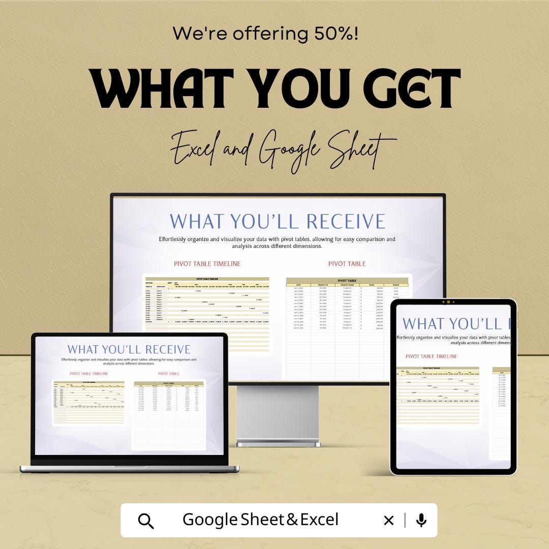 Pivot Table Timeline Sheet | Google Sheets | Data Trends Dashboard | Automated Pivot Report | Sales & KPI Tracker | Editable Template