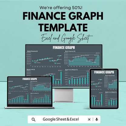 Finance Graph Template | Financial Dashboard Spreadsheet | Business Finance Chart Template | Revenue Expense Profit Tracker