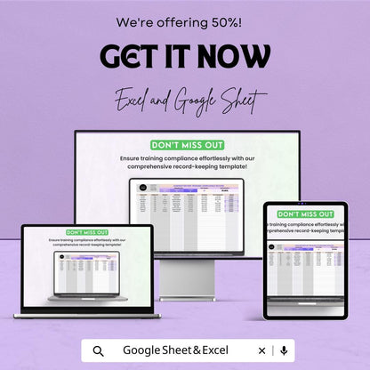 Administration Training Compliance Record Template | Excel & Google Sheets | Training Tracker | Employee Compliance Log
