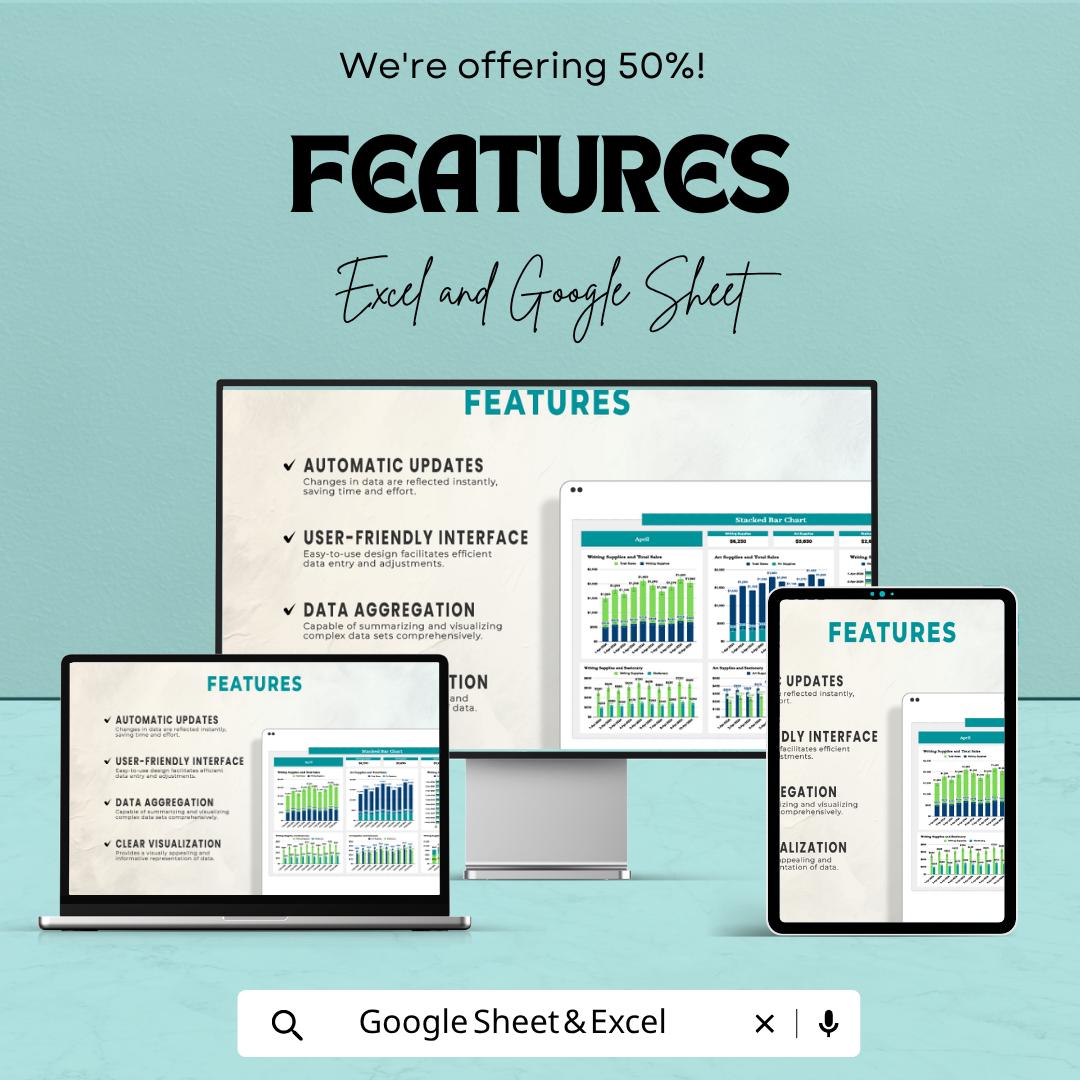 Stacked Bar Chart Template | Data Visualization Spreadsheet | Dashboard Chart Tool | Analytics Report Template