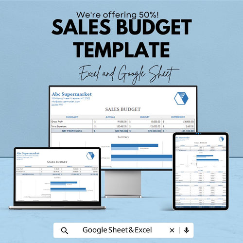Sales Budget Template | Excel and Google Sheets Sales Forecasting Tool | Expense Tracking and Profit Analysis | Business Budget Planner