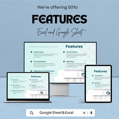 Salary Calculator Template | Payroll Calculator Spreadsheet | Employee Salary Sheet | Monthly Salary Tracker | Payroll Management Template