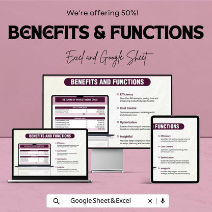 Event ROI Template | Excel & Google Sheets | Event Cost Analysis | ROI Calculator | Event Budget Template | Profit and Expense Tracker
