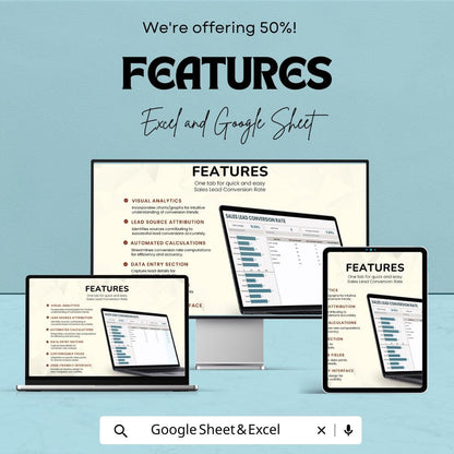 Sales Lead Conversion Rate Template | Excel & Google Sheets | Lead Tracking Spreadsheet | Sales Funnel Metrics | Conversion Tracker