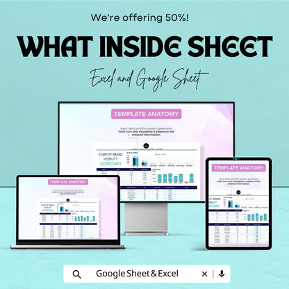Startup Brand Visibility Scorecard Template | Brand Performance Tracker | Excel & Google Sheets