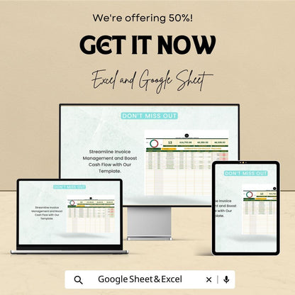 Administration Invoice Tracking Template | Invoice Log for Excel & Google Sheets | Payment Status Tracker | Invoice Management Tool