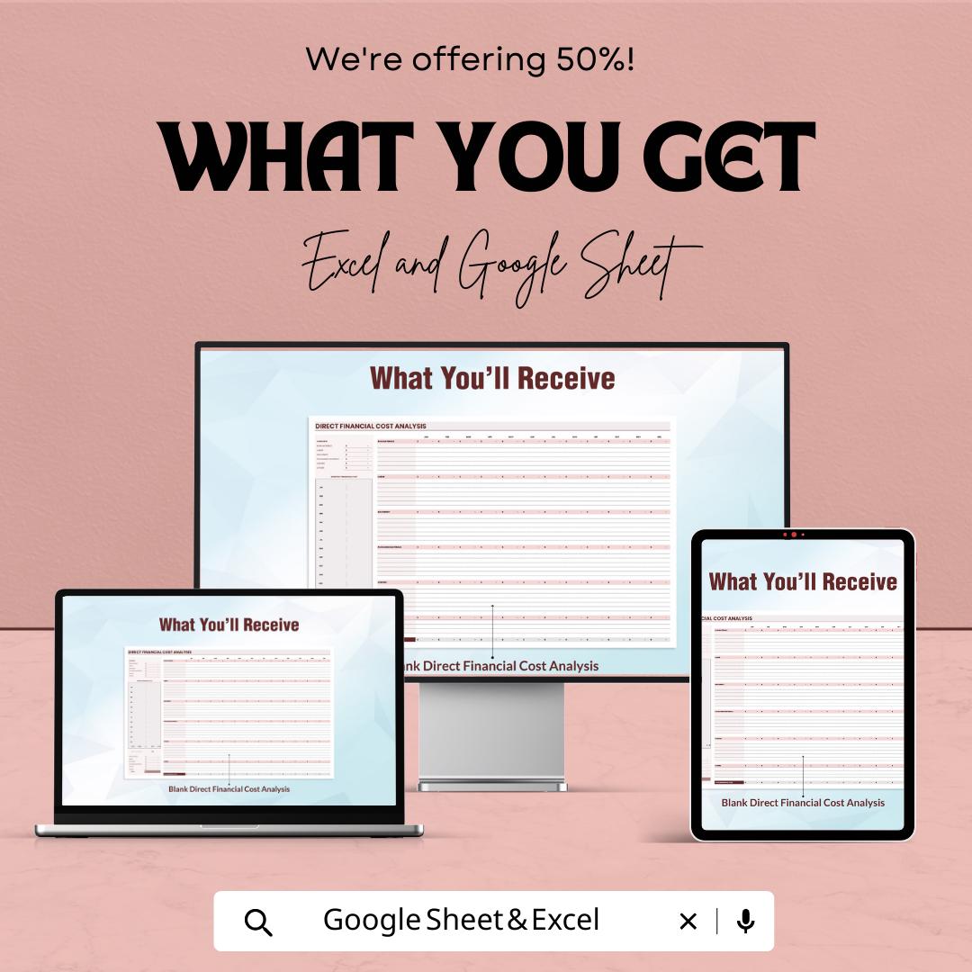 Direct Financial Cost Analysis Template | Excel and Google Sheets Cost Tracker | Business Expense Spreadsheet | Budget & Profit Analysis