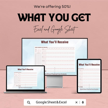 Direct Financial Cost Analysis Template | Excel and Google Sheets Cost Tracker | Business Expense Spreadsheet | Budget & Profit Analysis