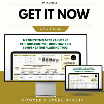 Compensation and Salary Increase Matrix HR Template, Salary Review Tool, Employee Pay Matrix, HR Compensation Planner