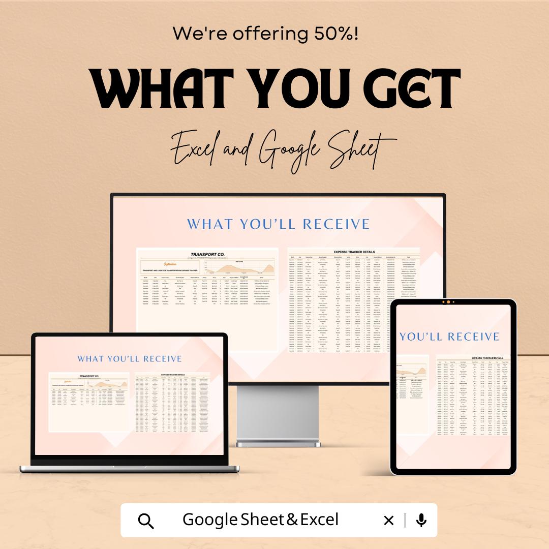 Transport and Logistics Expense Tracker Sheet | Excel & Google Sheets for Managing Transportation Costs